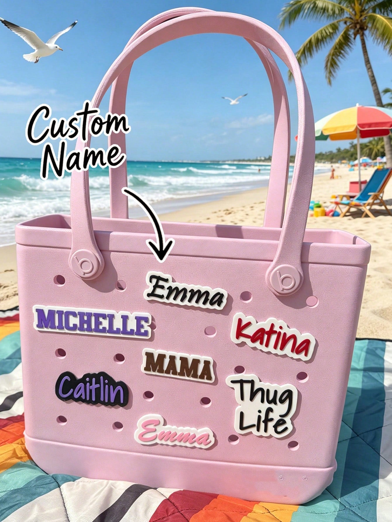 Personalized Acrylic Letter Name Decorative Buckle, Suitable For Backpacks, Shoes, Etc., Customizable All-Season DIY Nameplate, Engraved, Neutral Casual Style, Suitable For Daily, Father's Day, Gradua