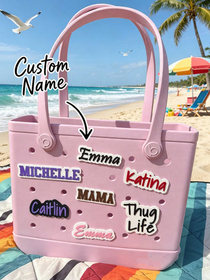 Personalized Acrylic Letter Name Decorative Buckle, Suitable For Backpacks, Shoes, Etc., Customizable All-Season DIY Nameplate, Engraved, Neutral Casual Style, Suitable For Daily, Father's Day, Gradua