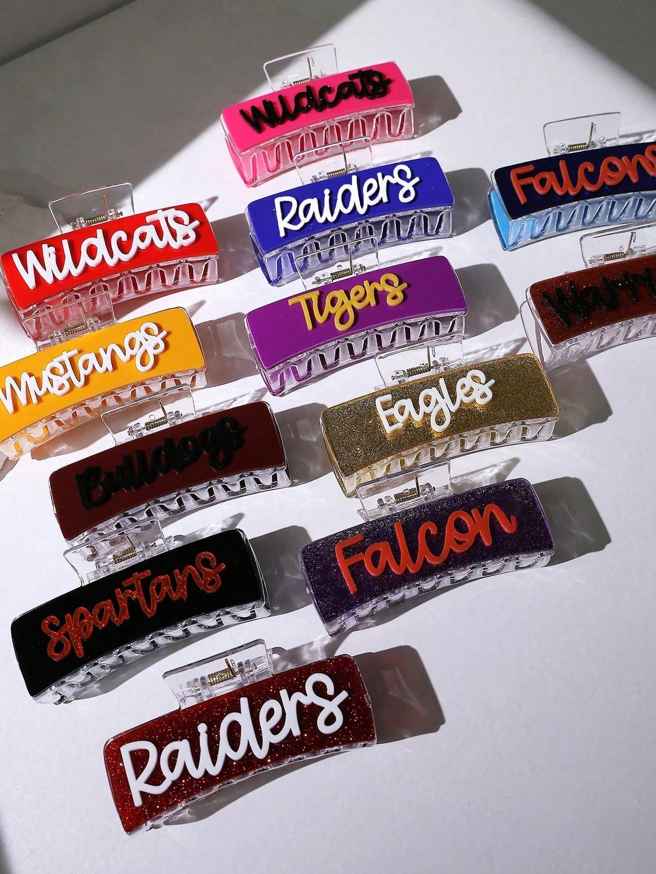 Personalized Gameday Team Name Rainbow Letter Custom Hair Clips, Bridesmaid Gift, Customized Name Hair Accessories, Wedding Claw Clips