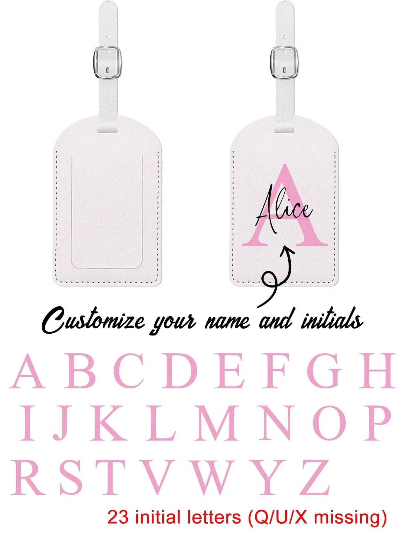 Personalized Luggage Tag With Custom Initials & Name,Stylish Retro Print Suitcase Identifier,Pu Material,With Your Letters (A-Z), With Privacy Cover Name Card, Luggage For Travel,Suitcase Accessory