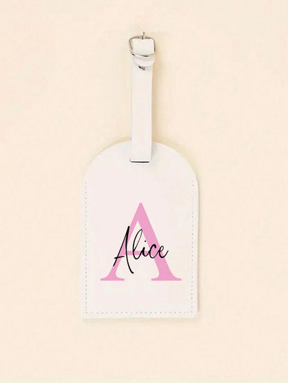 Personalized Luggage Tag With Custom Initials & Name,Stylish Retro Print Suitcase Identifier,Pu Material,With Your Letters (A-Z), With Privacy Cover Name Card, Luggage For Travel,Suitcase Accessory