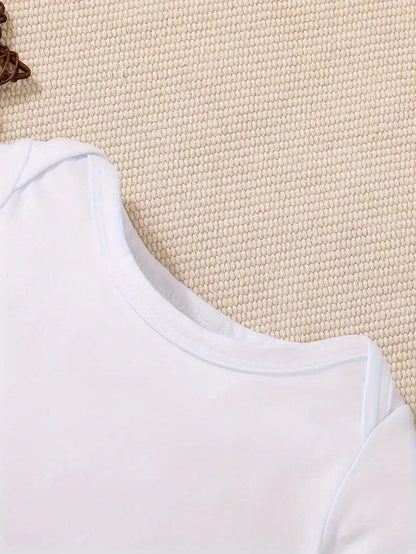 Personalized Name Short Sleeve Bodysuit For Baby Girls, Round Neck, Machine Washable, Letter, Stylish, Modern, Cute, Adorable, Casual, Unique, Ideal Gifts For Her, Baby Shower Gift, For New Moms