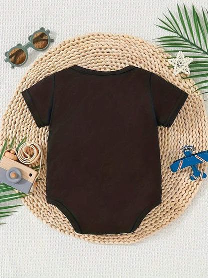 Personalized Name Short Sleeve Bodysuit For Baby Girls, Round Neck, Machine Washable, Letter, Stylish, Modern, Cute, Adorable, Casual, Unique, Ideal Gifts For Her, Baby Shower Gift, For New Moms