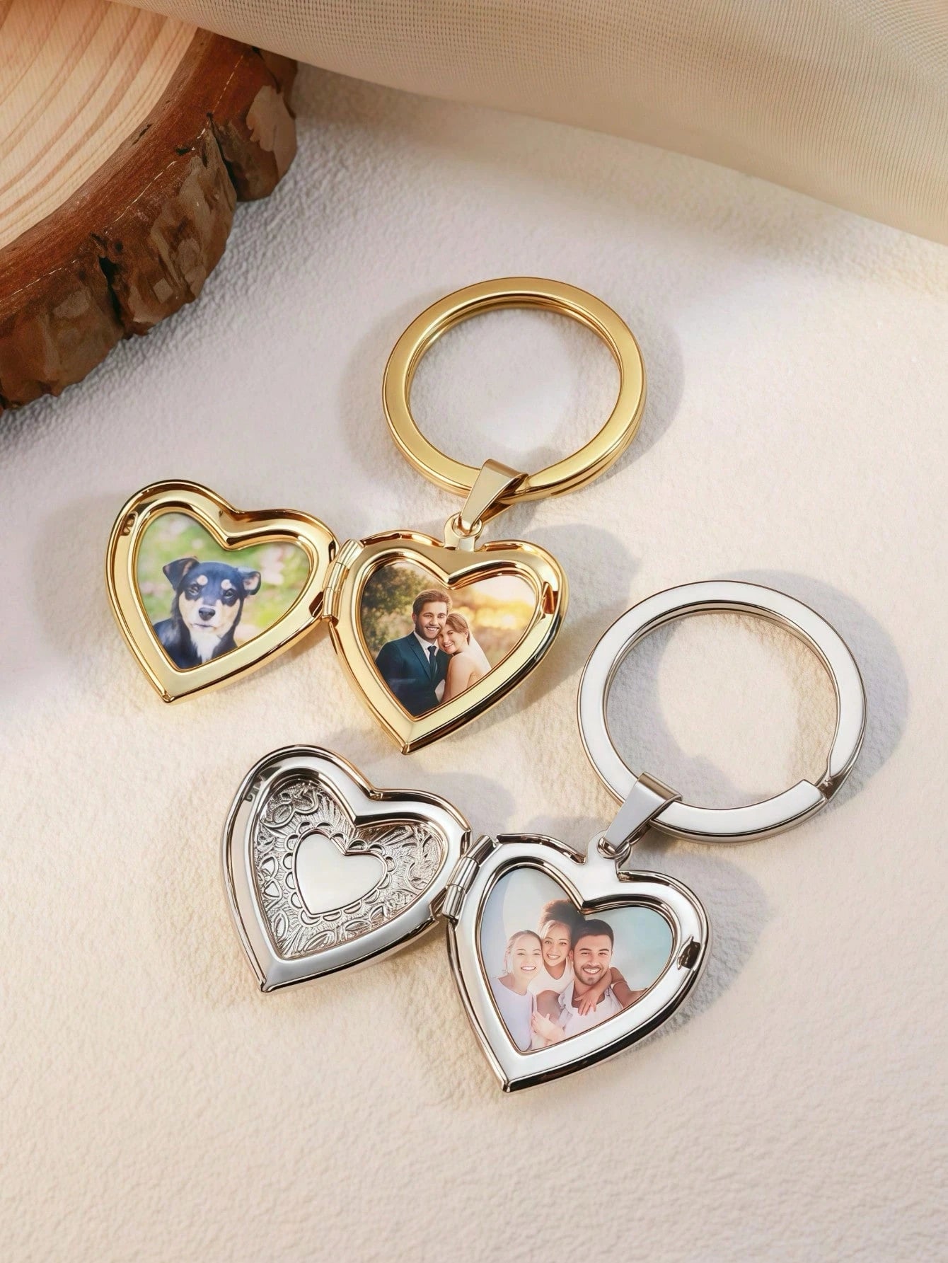 Personalized Photo Heart-Shaped Keychain, Engraved Pet Photo Memorial Keychain, Love Photo Keychain Gift For Birthday Anniversary Wedding Party