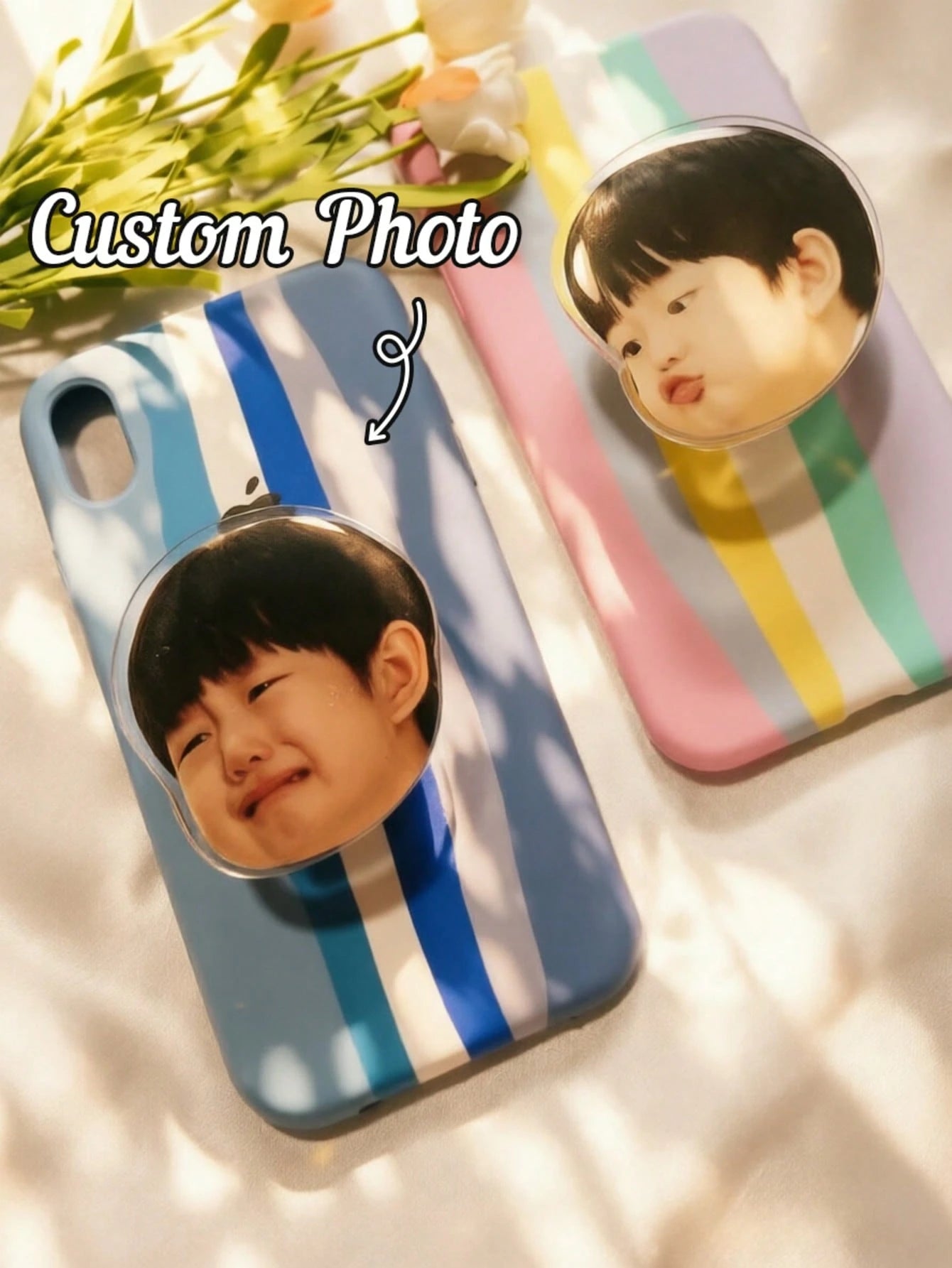 Personalized Photo Phone Airbag Stand, Customized Face Phone Holder, Universal Folding Stand, Funny Expression, Gift For Parents, Lovers, Best Friends Or Family, Father's Day Gift, Mother's Day Gift