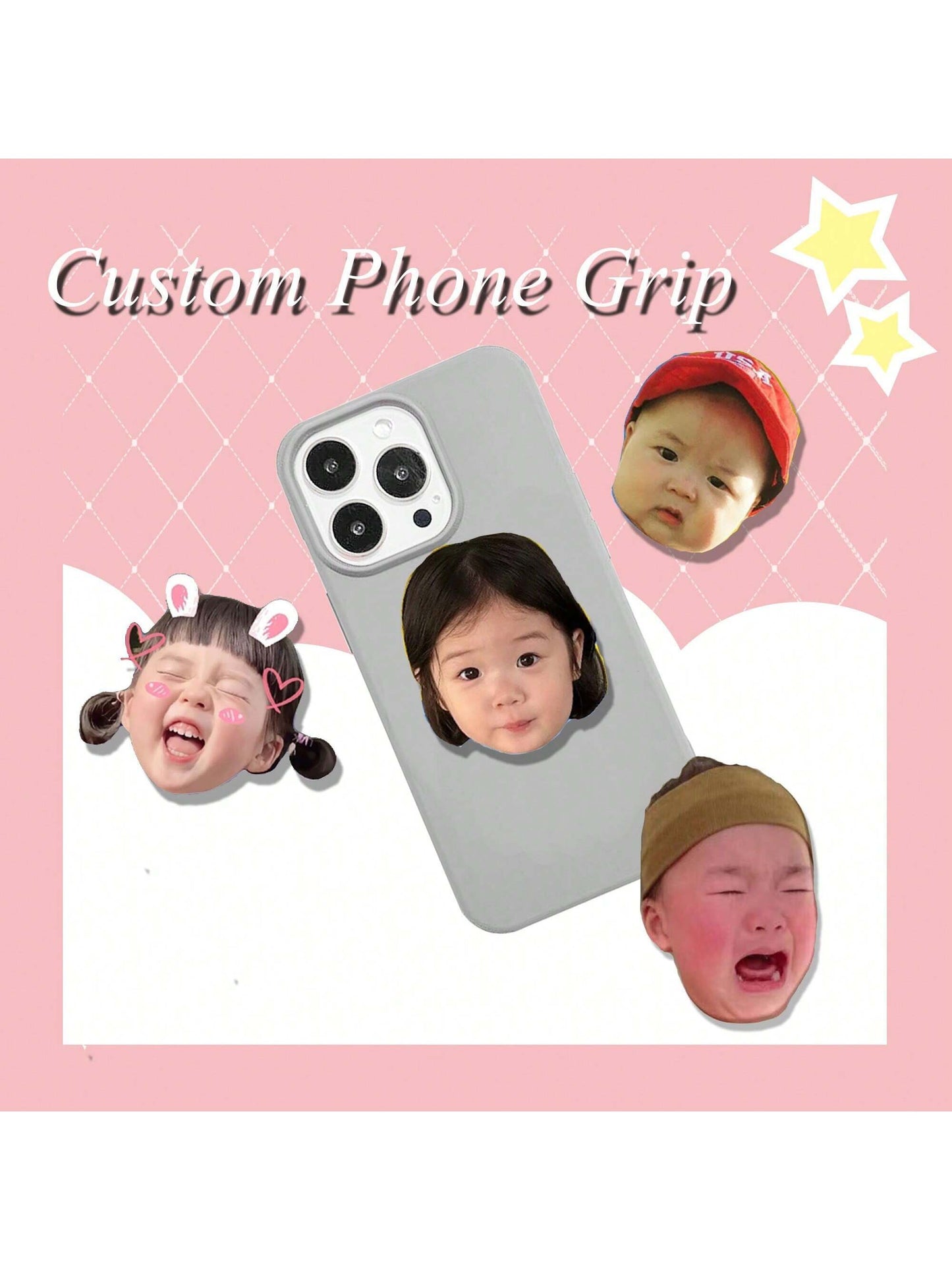 Personalized Photo Phone Airbag Stand, Customized Face Phone Holder, Universal Folding Stand, Funny Expression, Gift For Parents, Lovers, Best Friends Or Family, Father's Day Gift, Mother's Day Gift