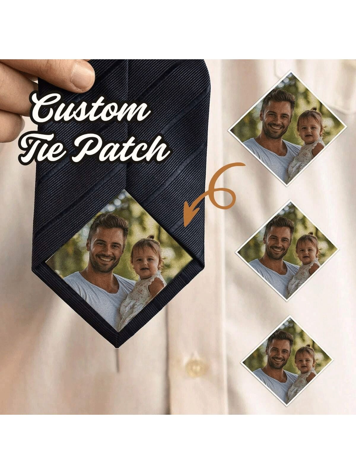 Personalized Photo Tie Patch, Custom Memorial Tie Sticker, Wedding Tie Decoration, Gift For Dad, Grandpa, Father Of The Groom, Valentine's Day