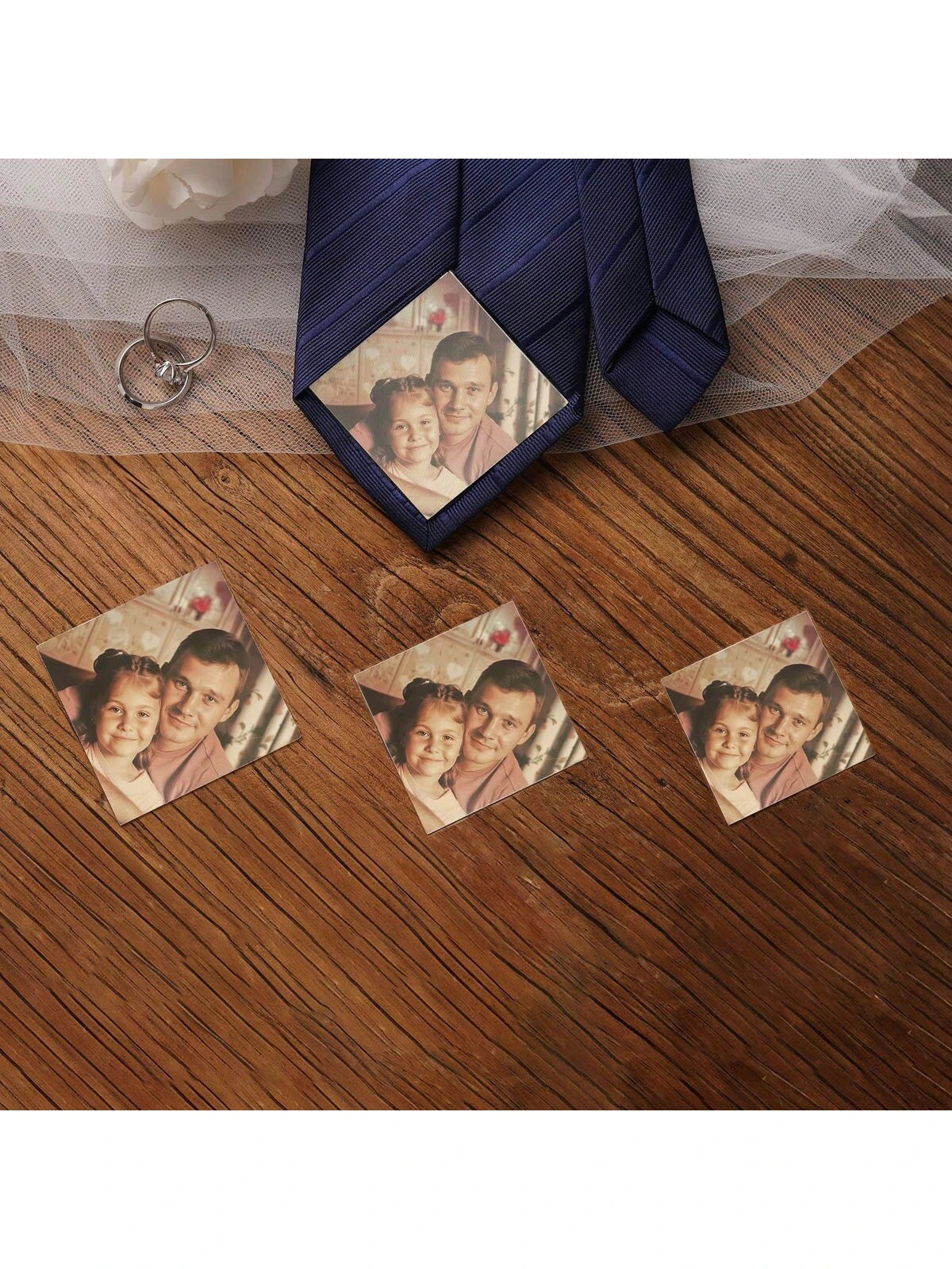 Personalized Photo Tie Patch, Custom Memorial Tie Sticker, Wedding Tie Decoration, Gift For Dad, Grandpa, Father Of The Groom, Valentine's Day
