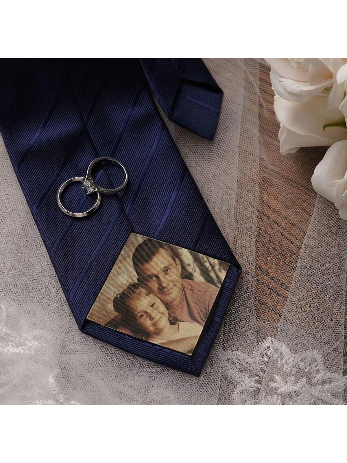 Personalized Photo Tie Patch, Custom Memorial Tie Sticker, Wedding Tie Decoration, Gift For Dad, Grandpa, Father Of The Groom, Valentine's Day