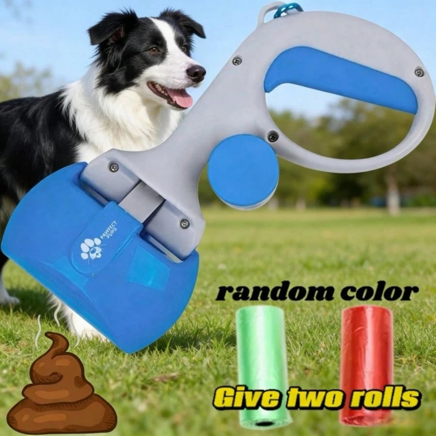 Pet Pooper Scooper, Dog Waste Picker, 2 Rolls Waste Bags, Portable Pet Cleaner, Dog Walking Essential, Hygienic Poop Tool, Outdoor Pet Accessory, Dog Mom Must Have