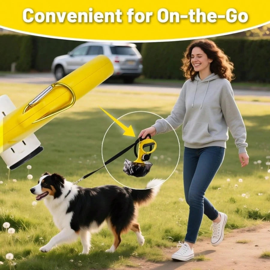 Pet Pooper Scooper, Dog Waste Picker, 2 Rolls Waste Bags, Portable Pet Cleaner, Dog Walking Essential, Hygienic Poop Tool, Outdoor Pet Accessory, Dog Mom Must Have