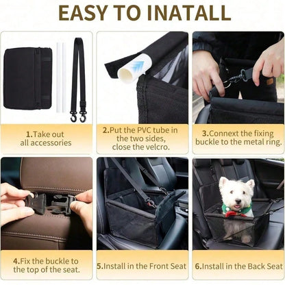 Pet Reinforce Car Booster Seat For Dog Cat Portable And Breathable Bag With Seat Belt Dog Carrier Safety Stable For Travel Look Out,With Clip On Leash With PVC Tube