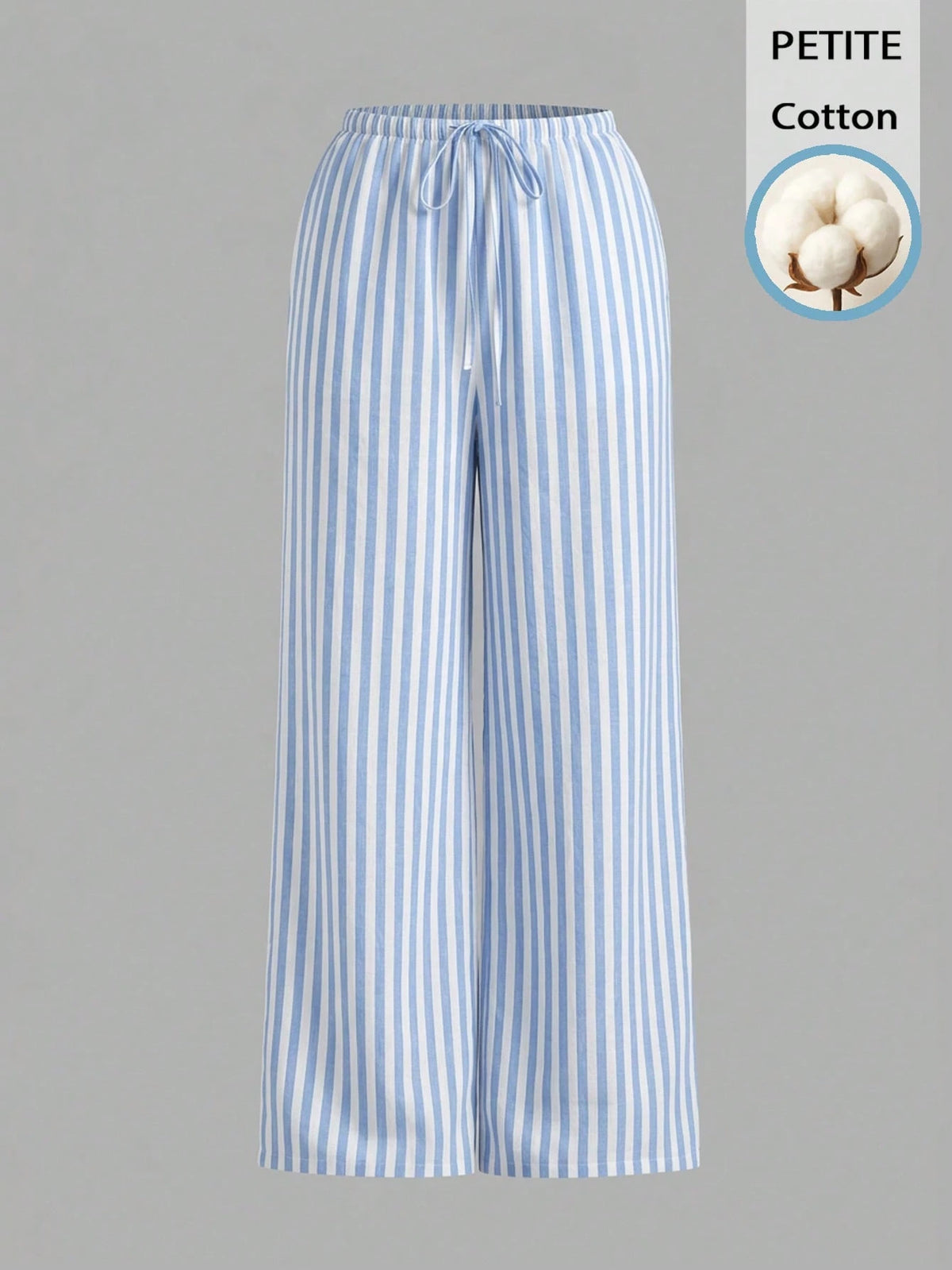 PETITE 52% Cotton Blue & White Striped Pants, Suitable For Petite Women In Spring/Summer