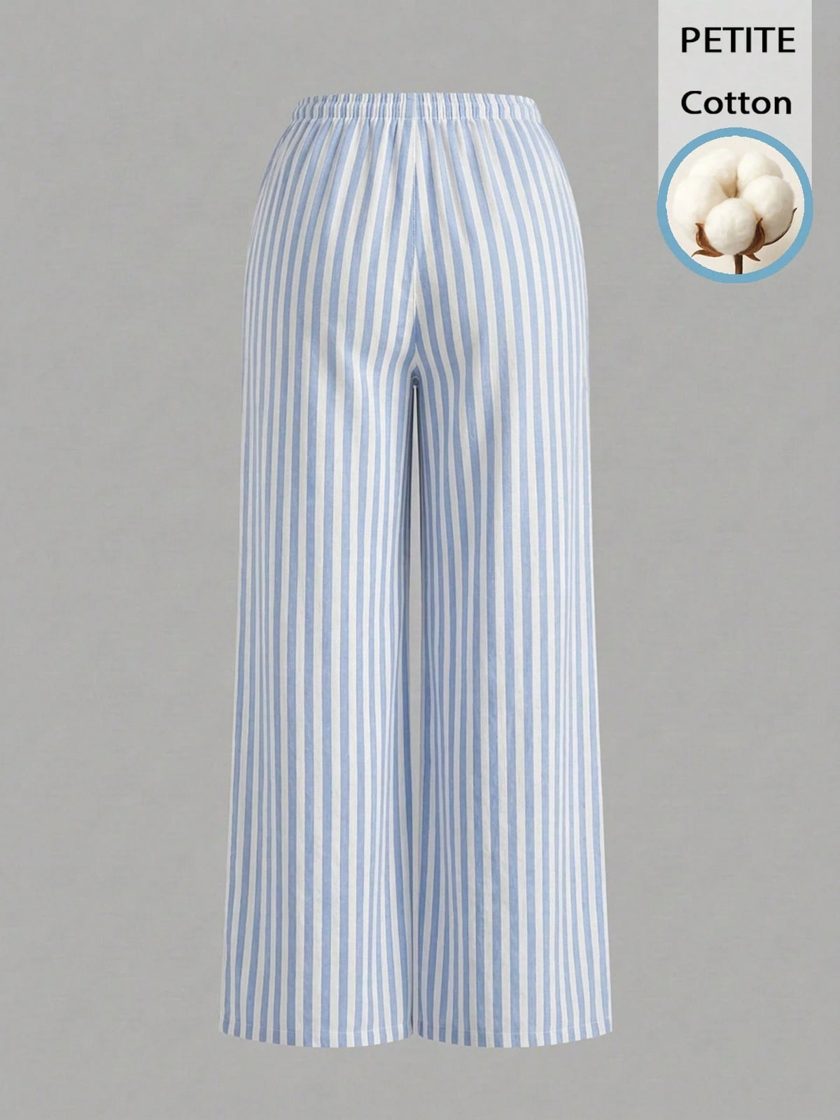PETITE 52% Cotton Blue & White Striped Pants, Suitable For Petite Women In Spring/Summer