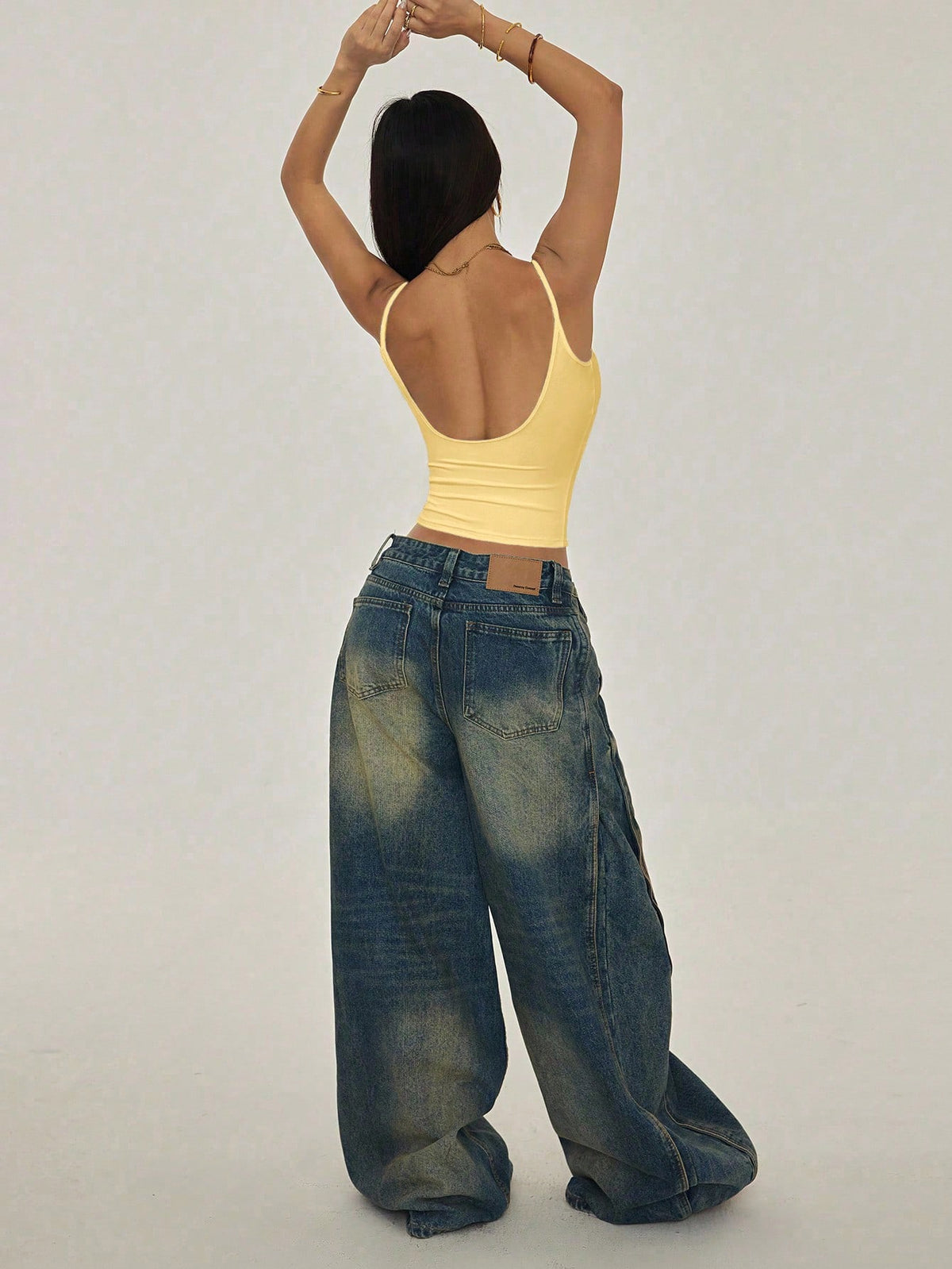 PETITE Mustard Yellow Casual Knitted Cami With Spaghetti Straps And Backless Design Y2k Tops Tank Top Summer 2000s Clothes Women,Petite Women