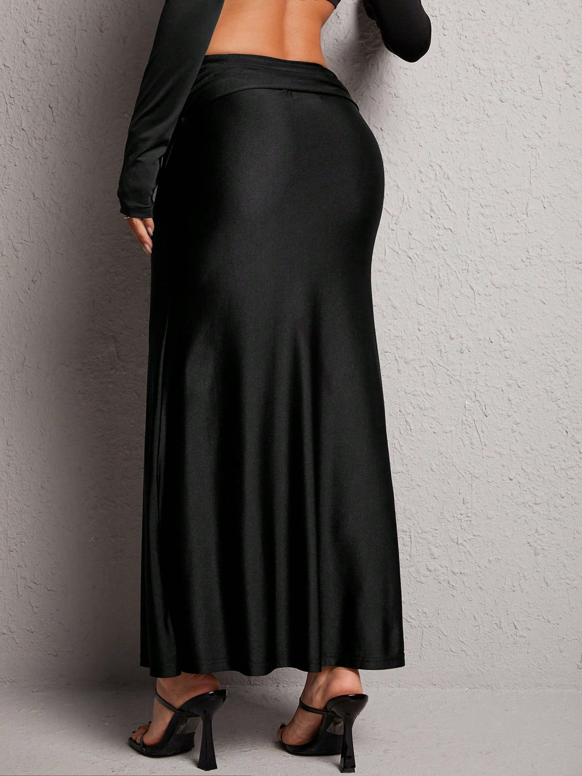 PETITE Solid Ruched Mermaid Hem Skirt,Petite Women