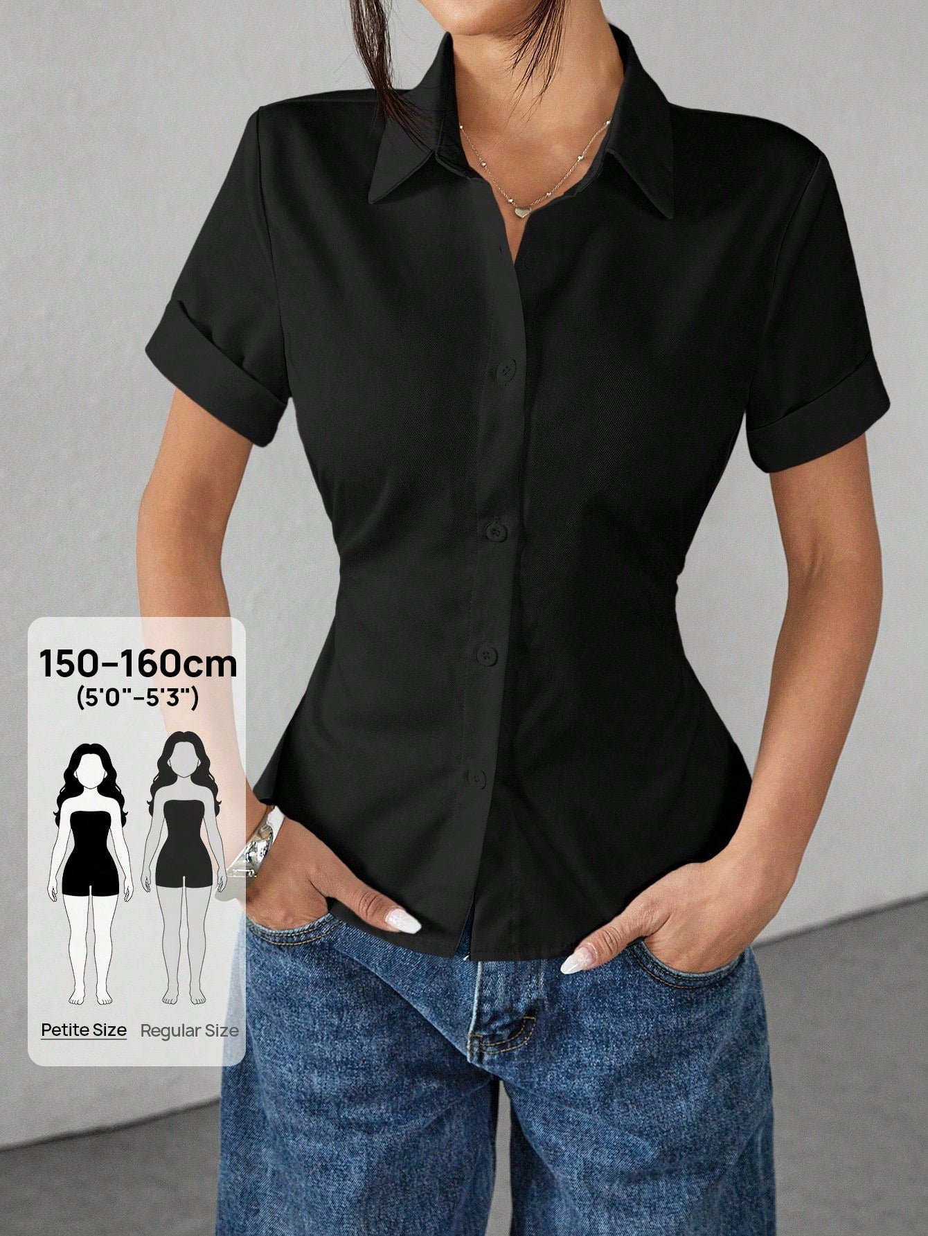 PETITE White Women's Shirt Waist Cinch Pleated Short Sleeve Shirt,Petite Women