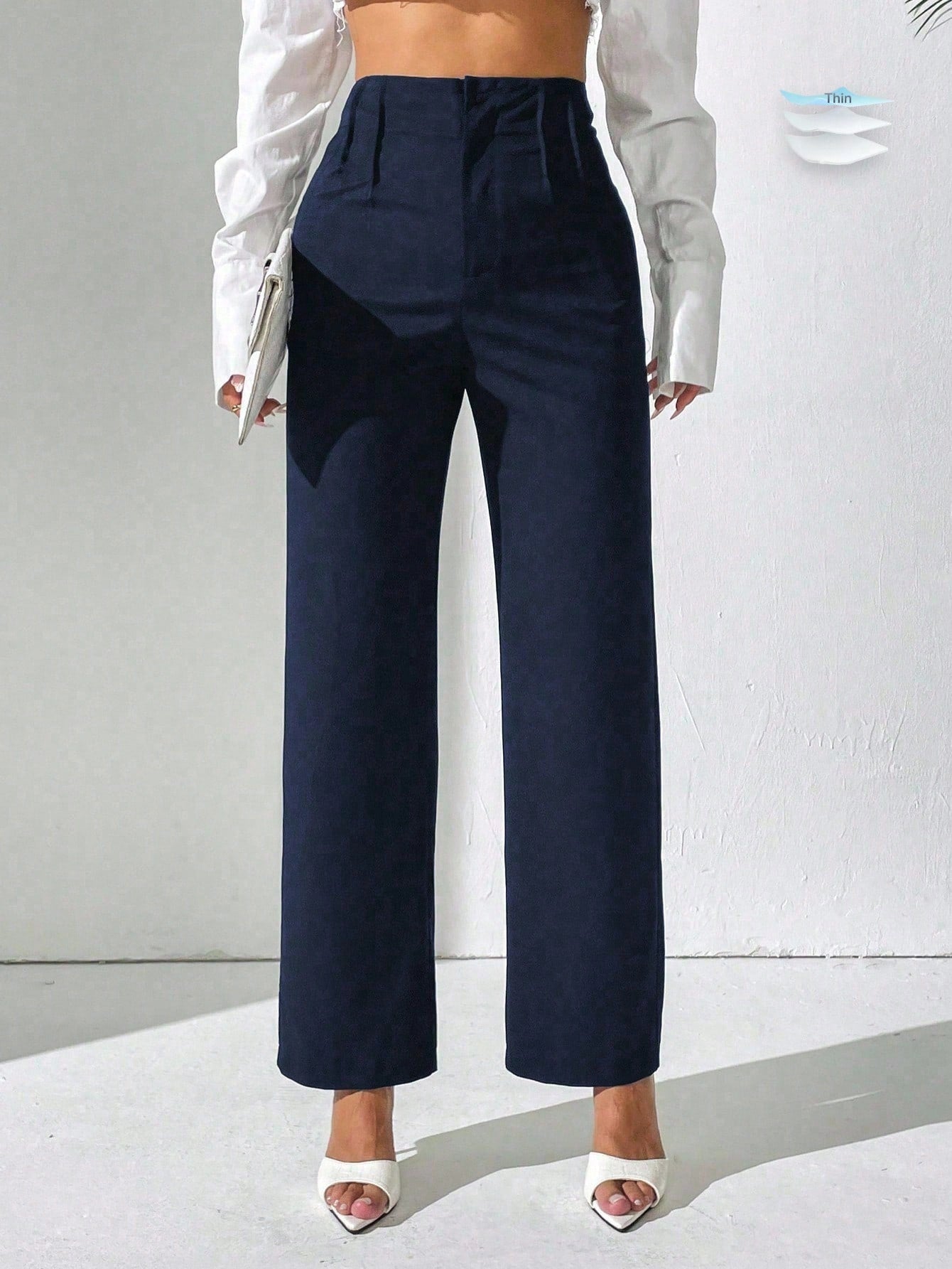 PETITE Women Casual Solid Color High Waist Straight Leg Trousers Fall Cloth For Women,Petite Women