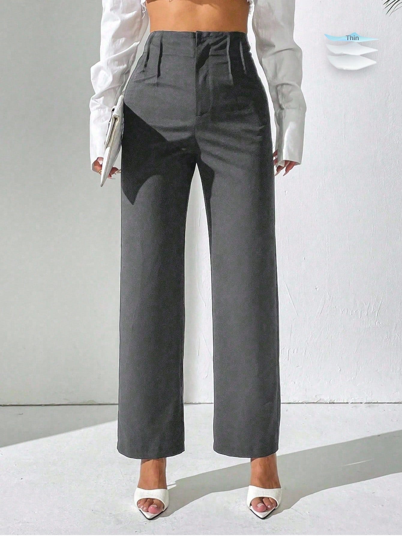 PETITE Women Casual Solid Color High Waist Straight Leg Trousers Fall Cloth For Women,Petite Women