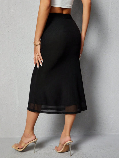 PETITE Women's Solid Color Mermaid Hem Skirt,Petite Women