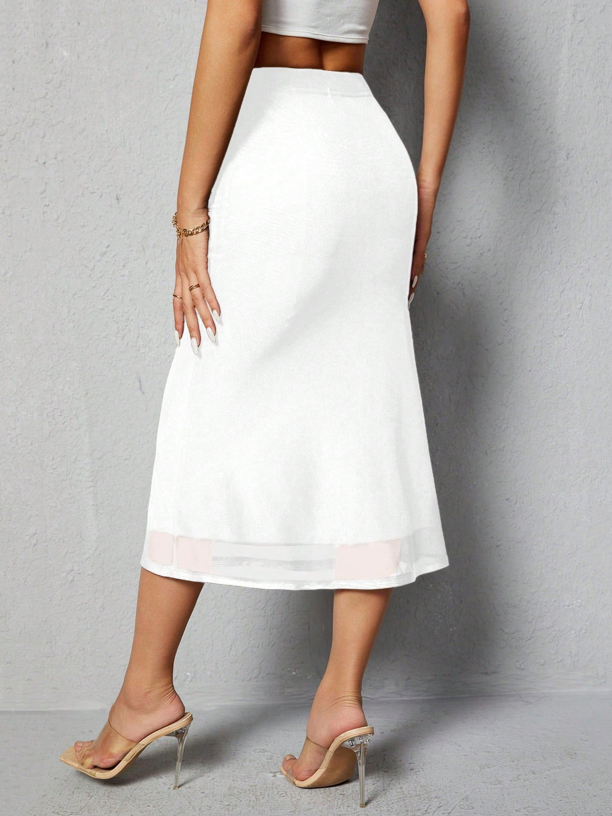 PETITE Women's Solid Color Mermaid Hem Skirt,Petite Women