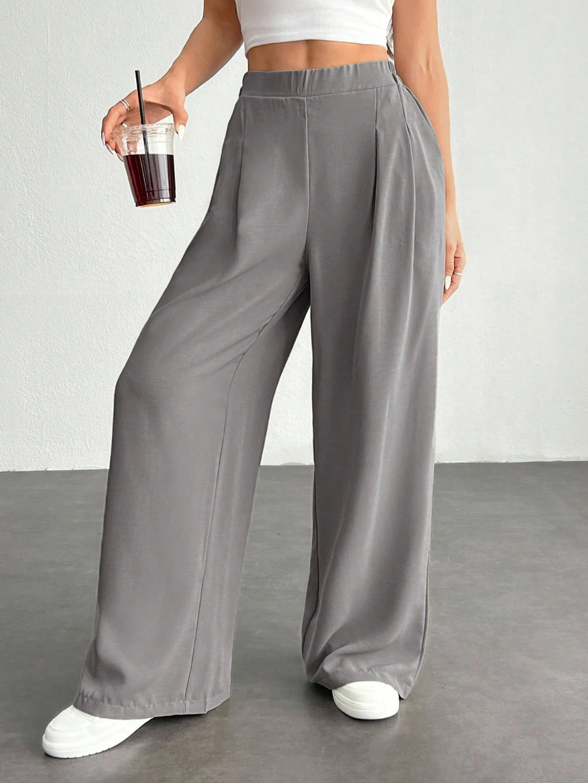 PETITE Women's Solid Color Simple Daily Basic Pants,Petite Women Teachers' Day Work Office Black Autumn Casual Basic