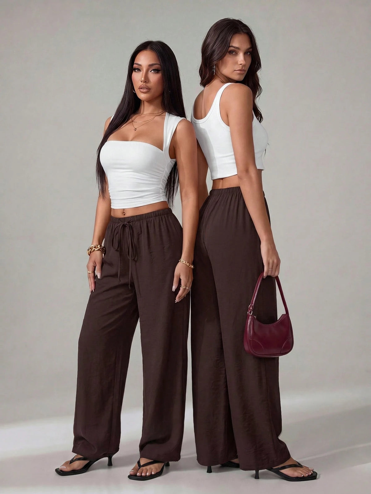 PETITE Women White Summer Boho Vacation Holiday Pants,Elegant Casual Wide Leg Straight Leg Baggy Trousers,Spring&Summer Y2k Fashion Streetwear,Petite Women