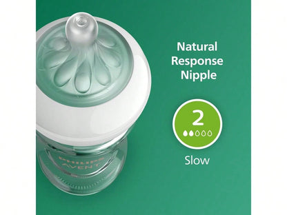 Philips Avent Glass Natural Baby Bottle With Natural Response Nipple, 4oz, 4pk, SCY910/04