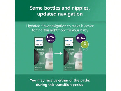 Philips Avent Glass Natural Baby Bottle With Natural Response Nipple, 4oz, 4pk, SCY910/04