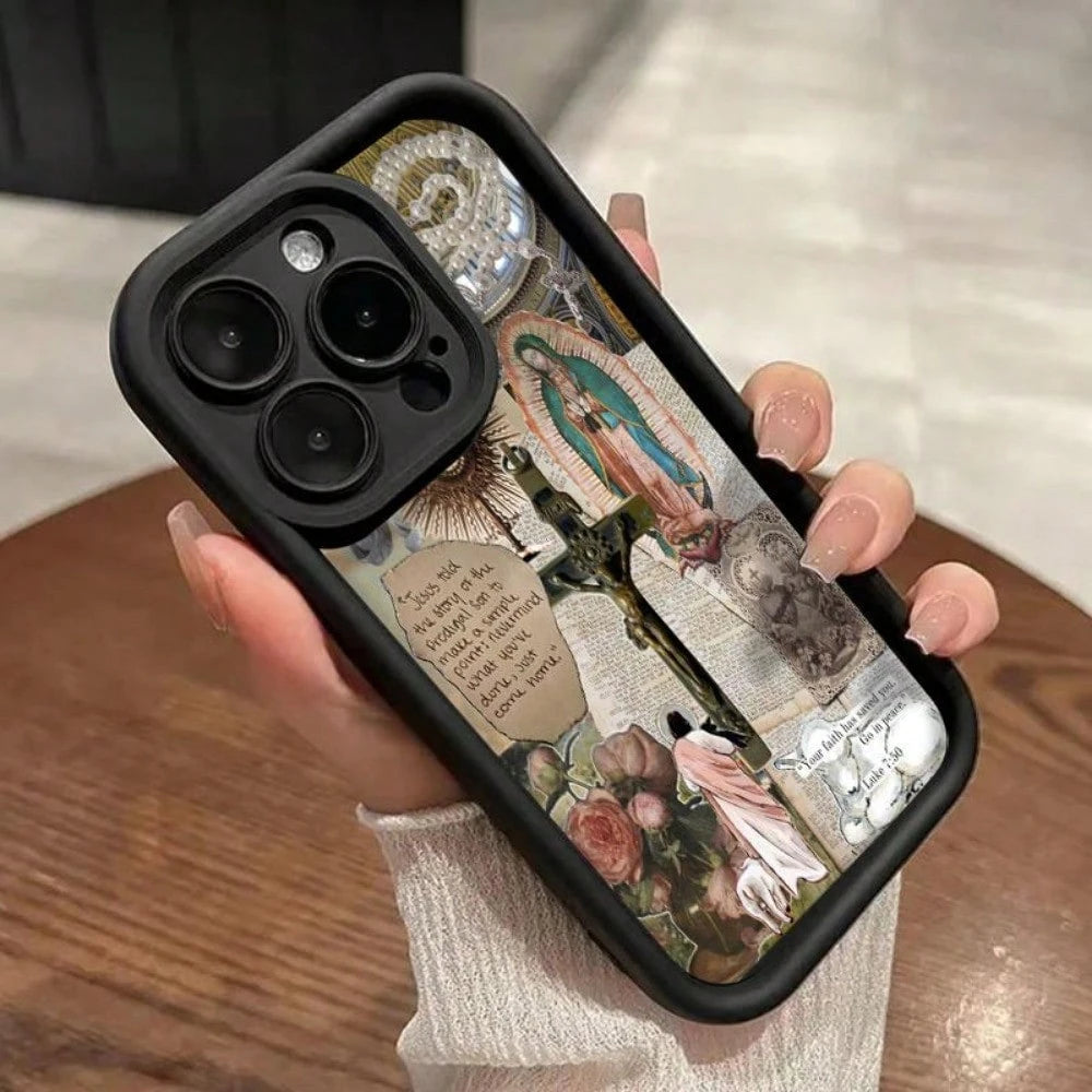Phone Case For IPhone 16 Pro Max 15 Plus 14 13 12 11 XS--Galaxy S25 Edge S24FE S23Plus S22 ULTRA+ E Virgin Mary Anti-Scratch Shockproof TPU Bumper Drop-Proof Cover Gifts For Women Men Girls Boys