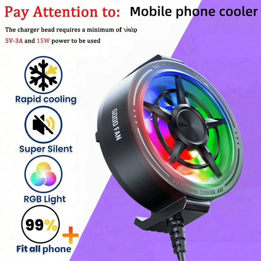 Phone Cooler Magnetic Back Clip Silent Semiconductor Cooling Phone Heat Dissipation Fan