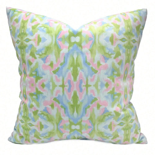 [Pillow Cover]Grandmillennial Kaleidoscope Pillow Blue, Green, Pink Dorm Pillow 24x24