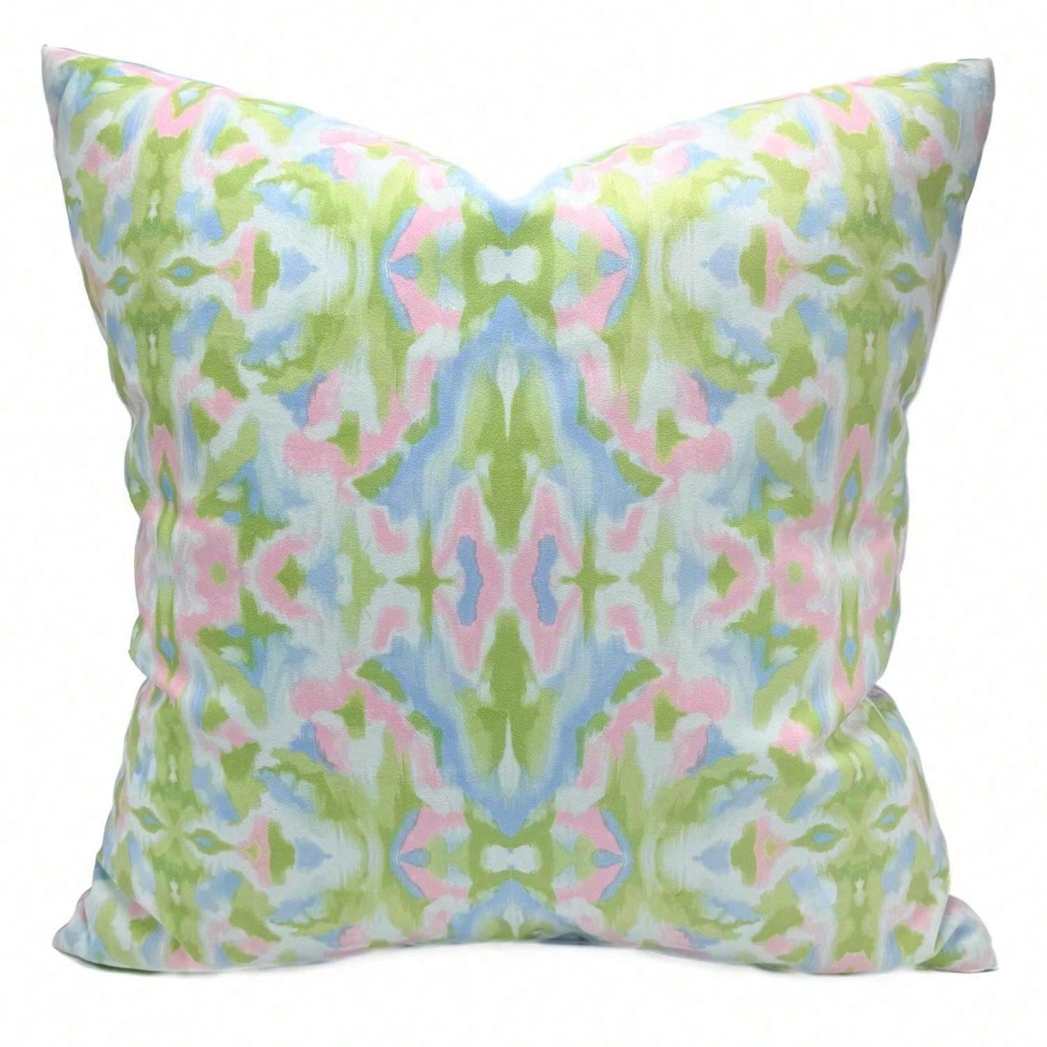 [Pillow Cover]Grandmillennial Kaleidoscope Pillow Blue, Green, Pink Dorm Pillow 24x24