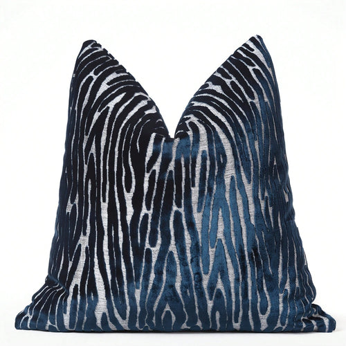 [Pillow Cover]Navy Zebra Veet Pillow Cover, Luxury Home Dr(Pillow Core Not Included)