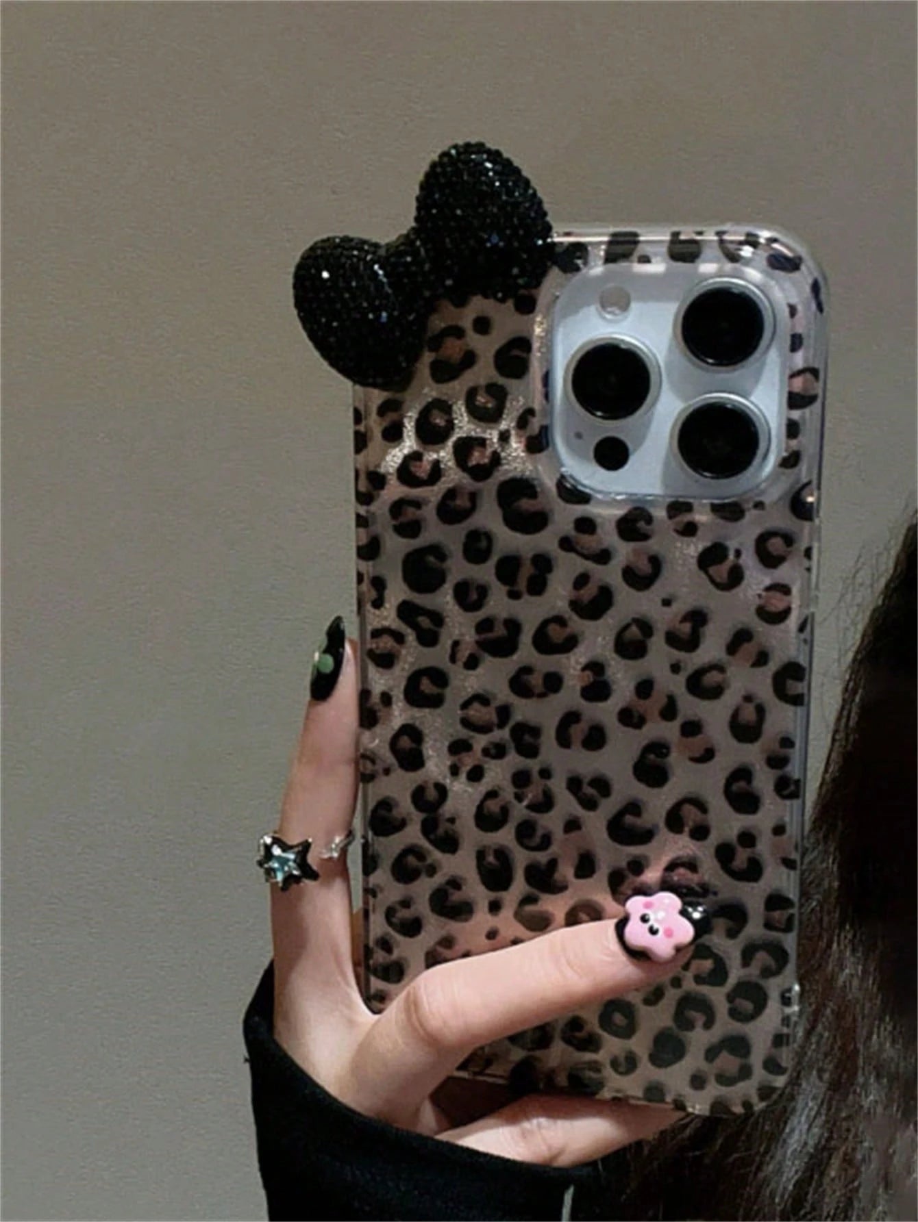 Pink Fashion 3D Rhinestone Bow Leopard Print Phone Case, Compatible With Iphone 17/16/15/14/13/12 Pro Max/11, Fashionable Shock-Resistant Back Cover Birthday Gift Spring