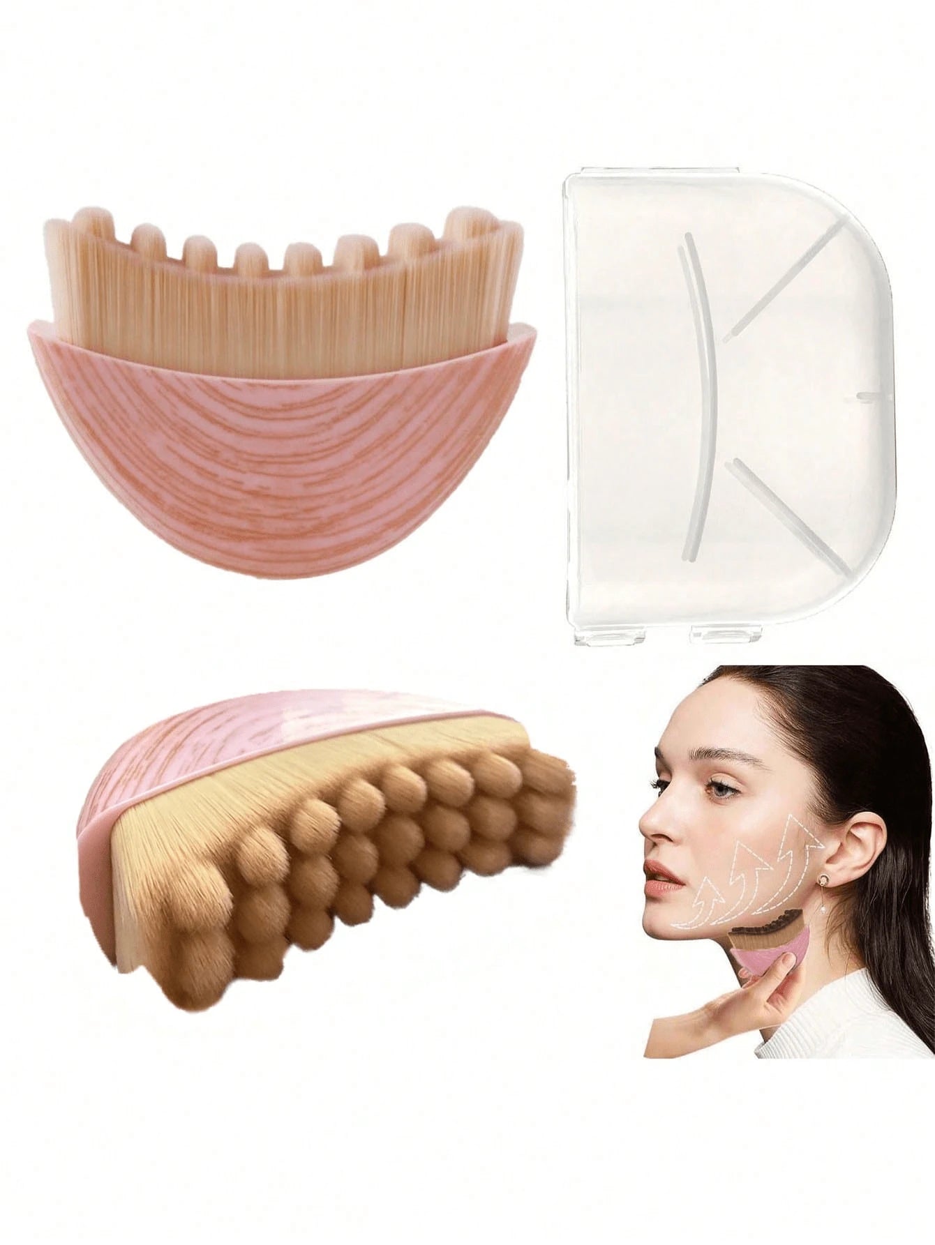 Pink Lymphatic Drainage Shaping Face & Body Brush, Suitable For Facial & Jawline Lymphatic Drainage Massage, Ergonomic Design Contouring Skin, Can Reduce Swelling And Relieve Fatigue