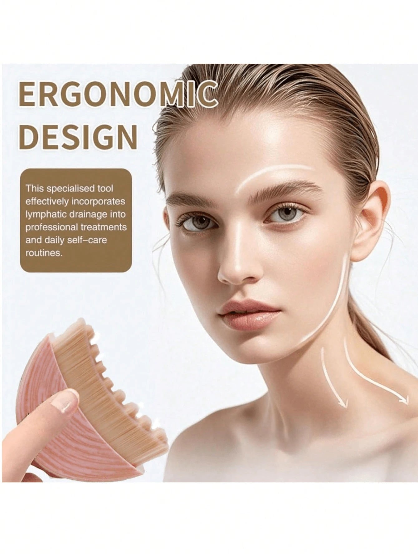 Pink Lymphatic Drainage Shaping Face & Body Brush, Suitable For Facial & Jawline Lymphatic Drainage Massage, Ergonomic Design Contouring Skin, Can Reduce Swelling And Relieve Fatigue