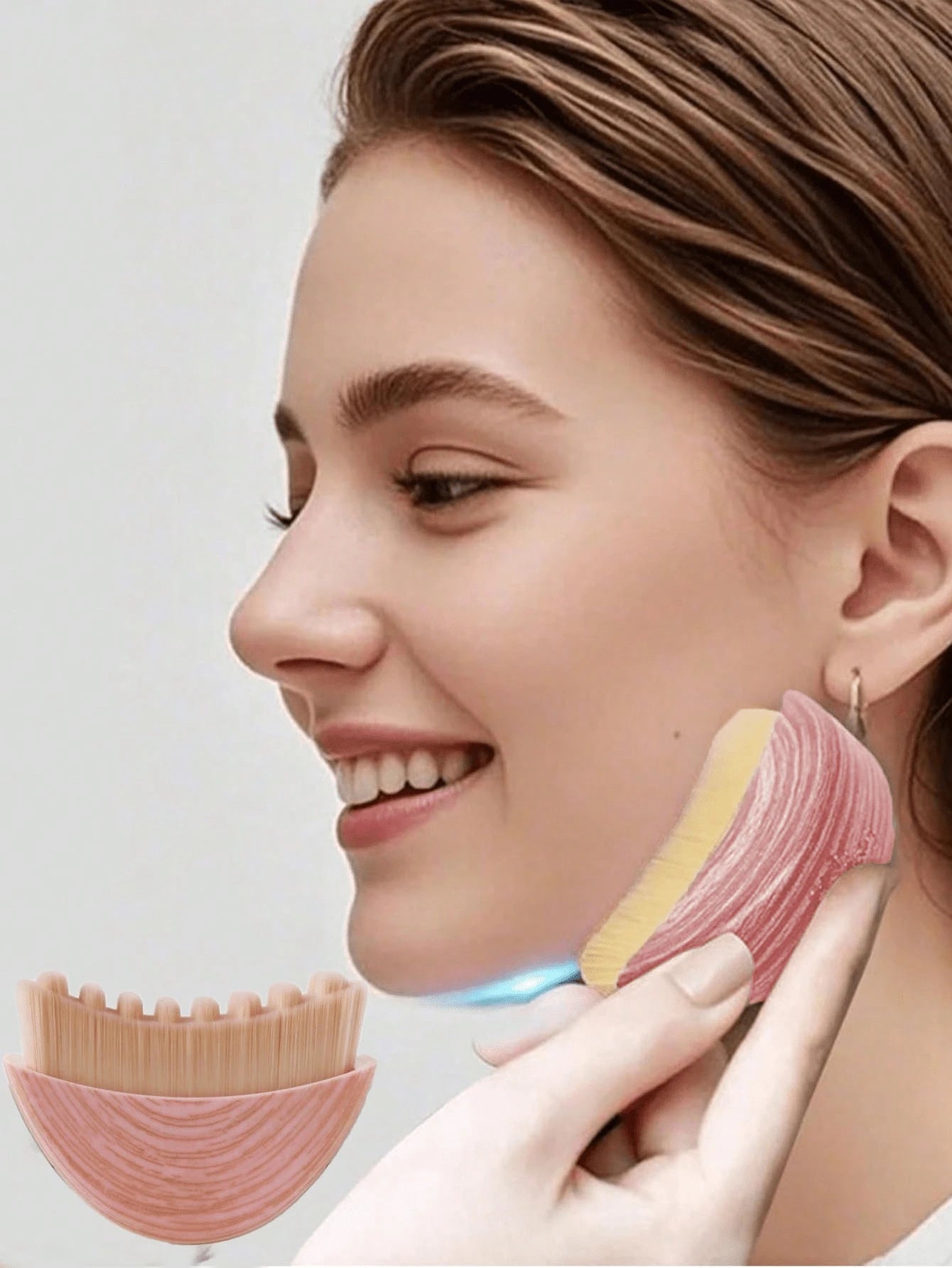 Pink Lymphatic Drainage Shaping Face & Body Brush, Suitable For Facial & Jawline Lymphatic Drainage Massage, Ergonomic Design Contouring Skin, Can Reduce Swelling And Relieve Fatigue