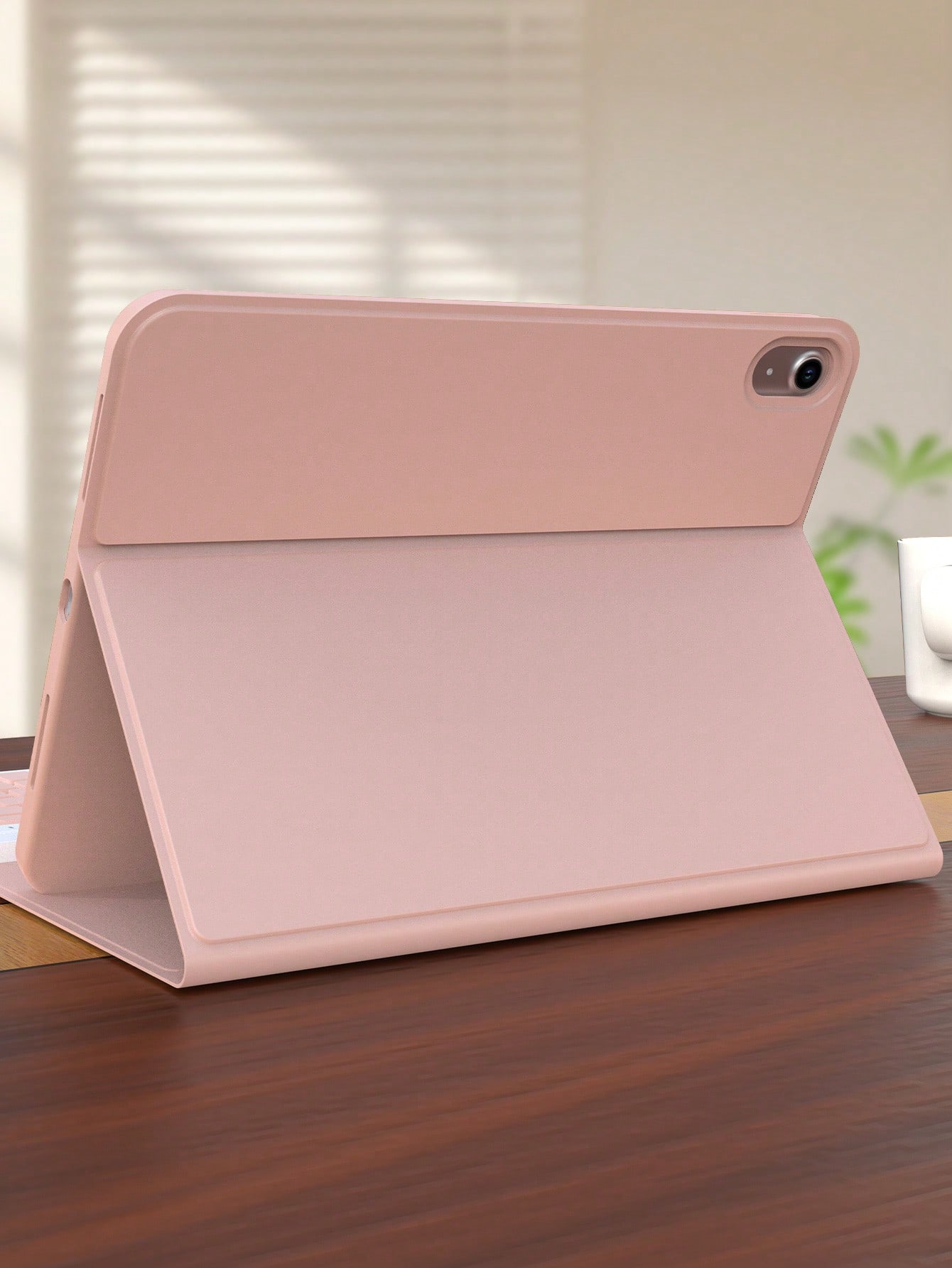 Pink Solid Color Material Flip Pad Cases With Keyboard Wireless Bluetooth Keyboard Case Compatible With IPad, Auto Sleep/Wake, Detachable Keyboard, 150mAh Battery, Slim Lightweight Stand With Pencil H