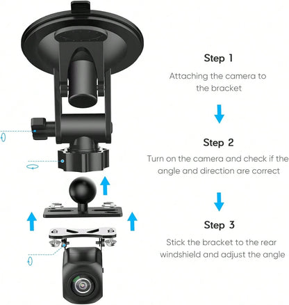 Pixelman Rear Camera Holder, Dash Cam Mount For Rear Windshield, Car Recorder Backup Bracket For Rearview Mirror, Reverse Camera Mount For SUV, Truck, RV, Auto