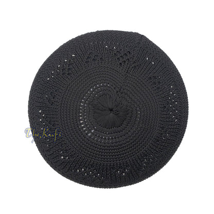 Plain Black Interwoven Triangle Design Nylon Kufi Hat