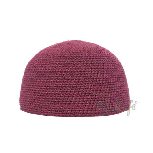 Plain Burgundy Hand-Crocheted 100% Cotton Kufi Hat Design and Comfortable Fit