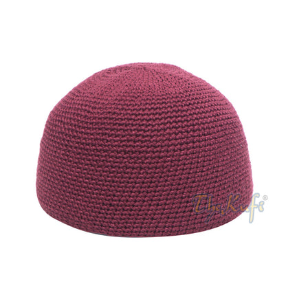 Plain Burgundy Hand-Crocheted 100% Cotton Kufi Hat Design and Comfortable Fit