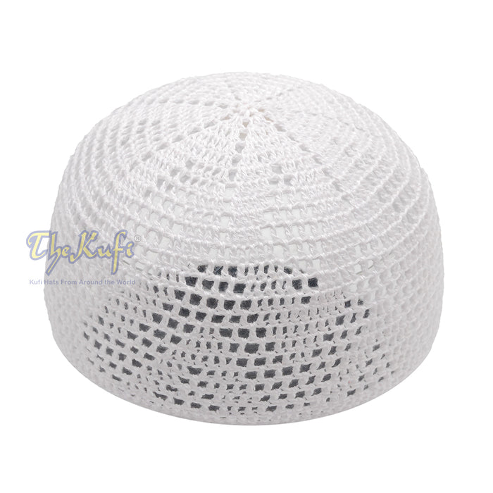 Plain White Hand-Crochet Zigzag Diamond Open-Weave Design