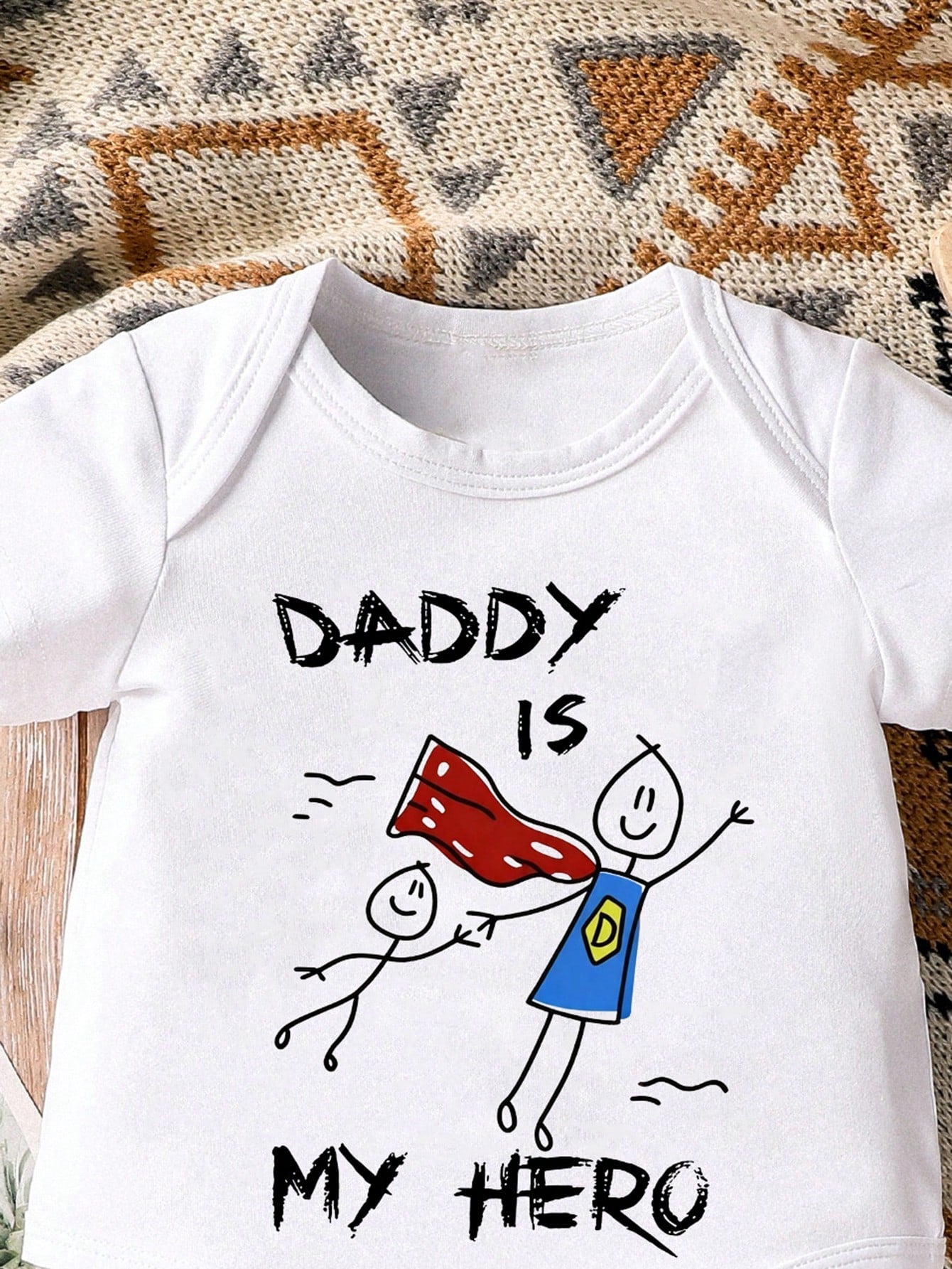 Playful Pals 1pc Baby Boy Cartoon Cute Slogan "DADDY IS MY HERO" Letter Print Short Sleeve Bodysuit, Unisex Soft Comfortable Daily Tank Top Bodysuit Father's Day