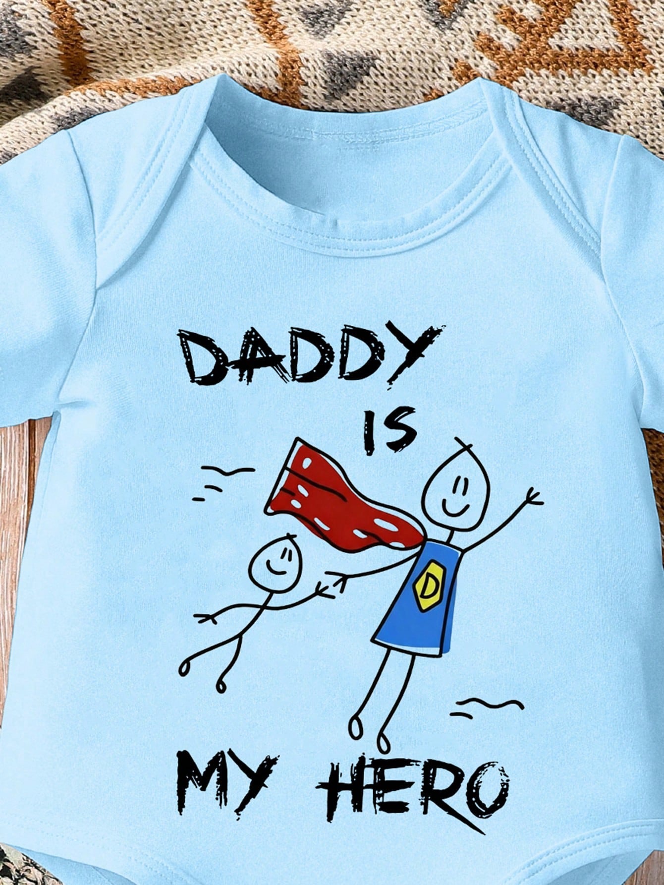 Playful Pals 1pc Baby Boy Cartoon Cute Slogan "DADDY IS MY HERO" Letter Print Short Sleeve Bodysuit, Unisex Soft Comfortable Daily Tank Top Bodysuit Father's Day