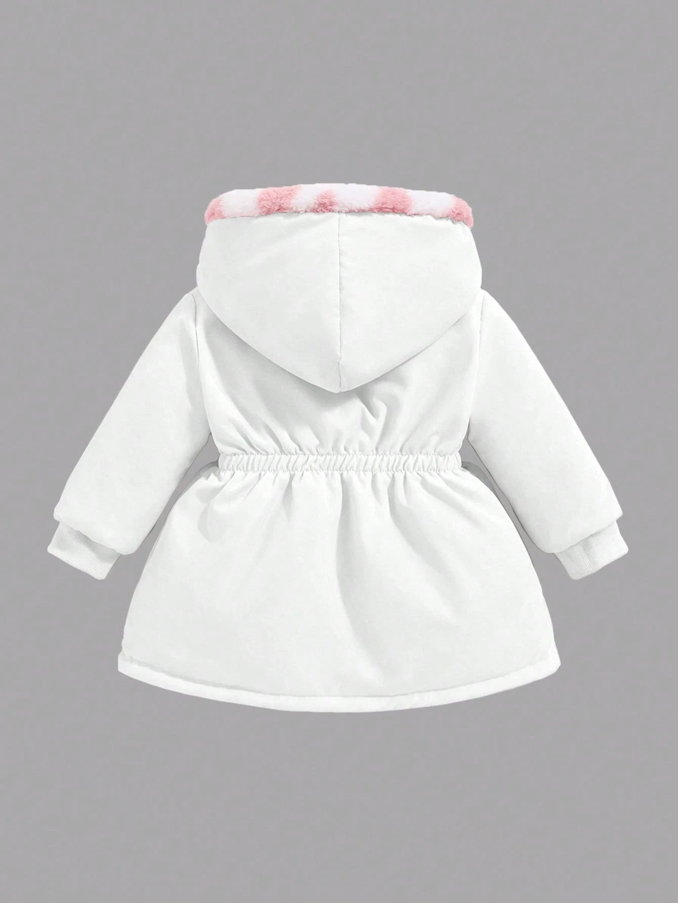 Playful Pals 2 Packs Reversible Baby Girl Toddler Autumn/Winter All-Match Versatile Casual Thickened Heart Plush Flannel Waist-Cinching Long Coat Warm Outerwear
