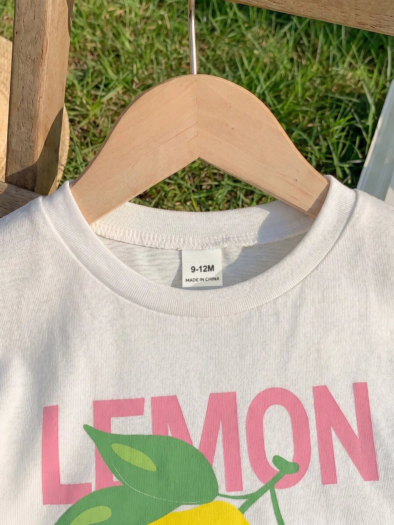 Playful Pals 2pcs/Set Baby Girls' Lemon Fruit Print Round Neck Short Sleeve T-Shirt And Striped Shorts White Summer Cute Vacation Holiday Infant Toddler Outfit