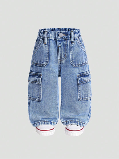 Playful Pals Baby Boy Cotton Adjustable Waist Cargo Pocket Casual Pants
