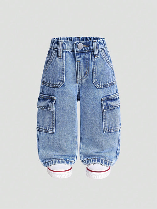 Playful Pals Baby Boy Cotton Adjustable Waist Cargo Pocket Casual Pants